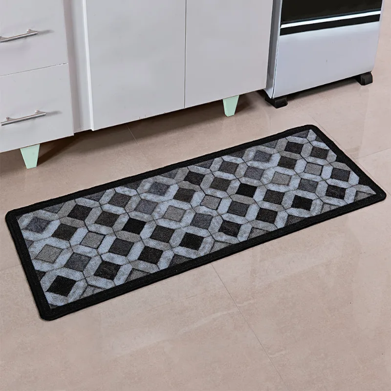 TAPETE BOUCLE GEOMETRICO 0,45 X 1,20 CINZA