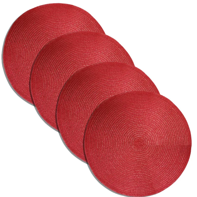 JOGO AMERICANO PVC RIO BRANCO 38CM REDONDO 4PCS VERMELHO