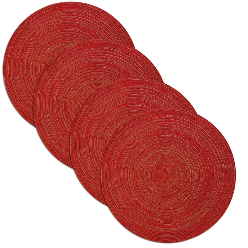 JOGO AMERICANO PVC PIAUI 38CM REDONDO 4 PCS VERMELHO