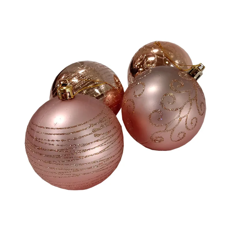 Bola Natalina Cannes 8cm X 4pcs - Niazitex Champanhe