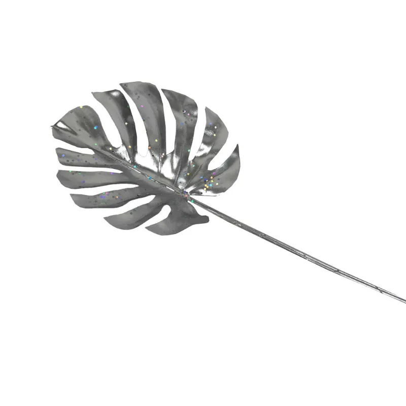 Enfeite Decorativo Galho Palmeira 68cm PRATA/UNICO