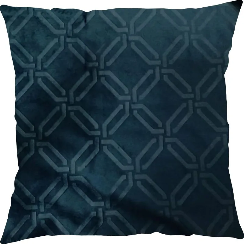 CAPA P/ ALMOFADA VELUDO GEOMETRICO 43CM X 43CM MARINHO/UNICO