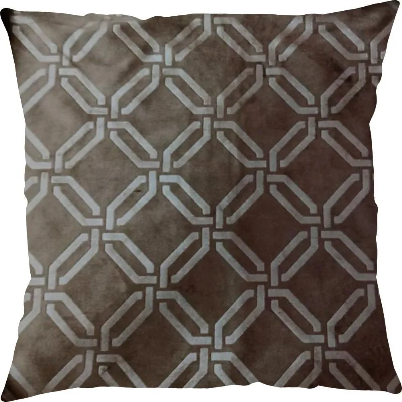 CAPA P/ ALMOFADA VELUDO GEOMETRICO 43CM X 43CM TABACO/UNICO