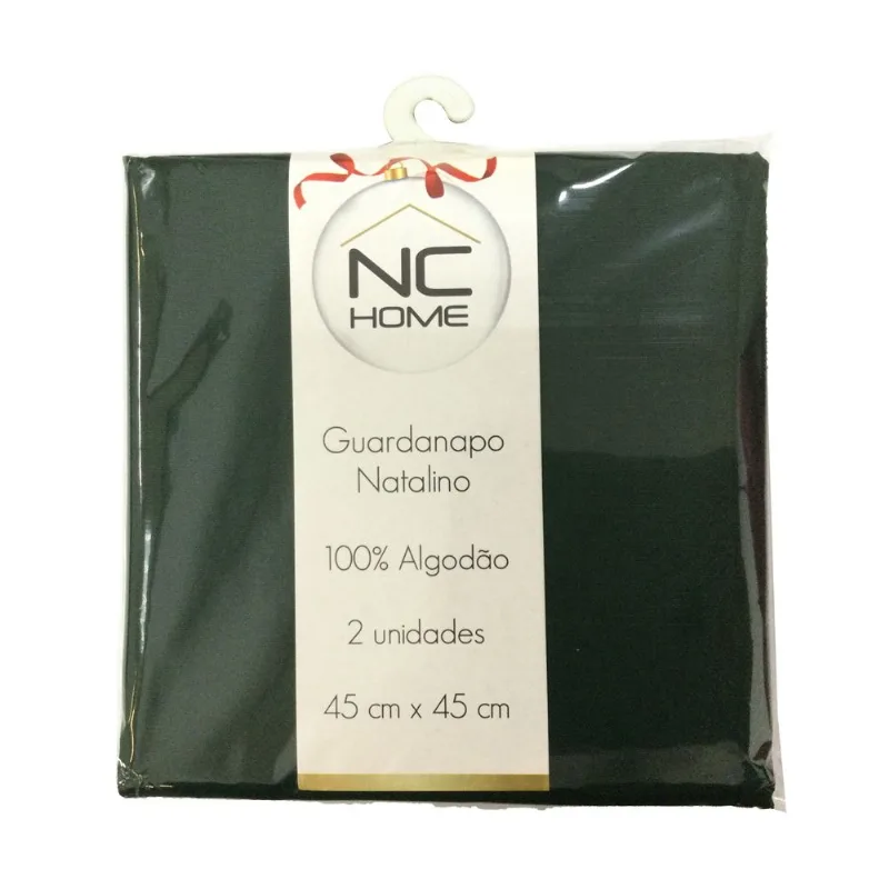 KIT 2PCS GUARDANAPO NATALINO LISO 100% ALG 45X45 VERDE/UNICO