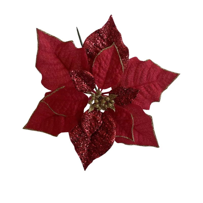 ENFEITE DECORATIVO FLOR TURIM 22CM VERMELHO