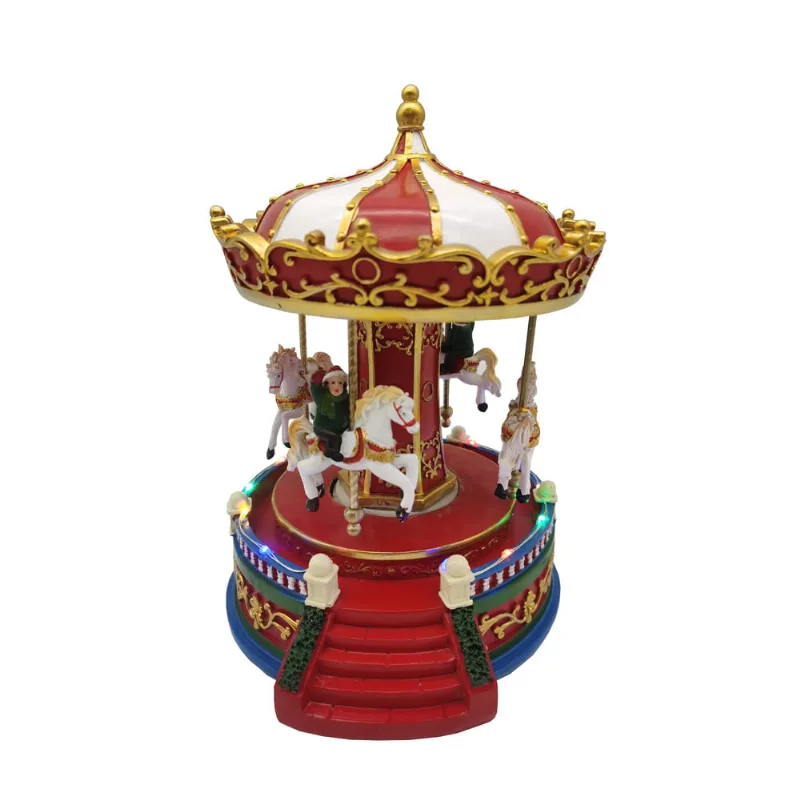Carrossel Natalino Resina C/led e Som 15x16,5x21,5cm