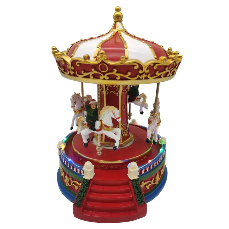 Carrossel Natalino Resina C/led e Som 22x24,5x27,5cm