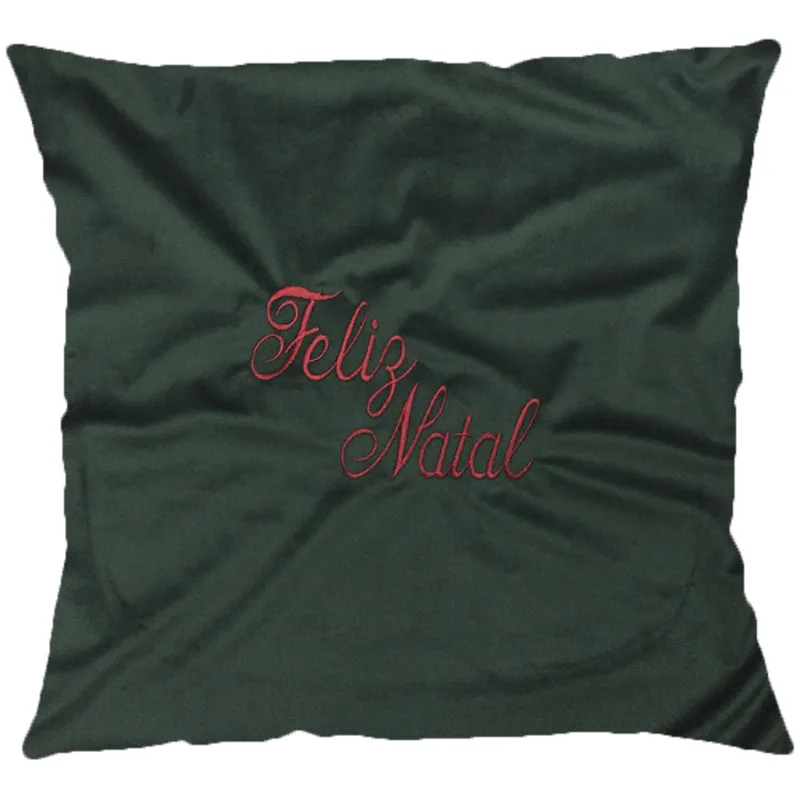 CAPA P/ ALMOFADA NATALINA VELUDO BORDADO 43CMX43CM DES 004/VERDE
