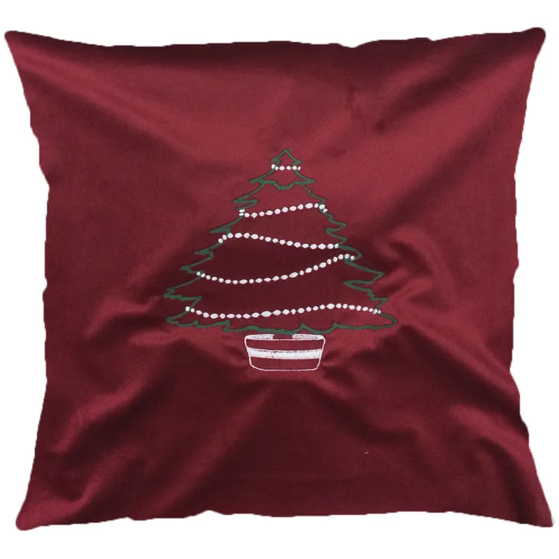 CAPA P/ ALMOFADA NATALINA VELUDO BORDADO 43CMX43CM DES 007/VERMELHO