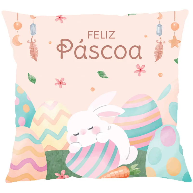 Capa P/ Almofada Veludo Digital Pascoa 43cm X 43cm Des.005