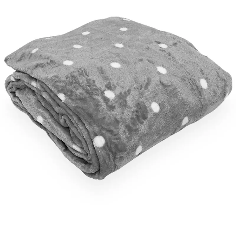 Cobertor Casal Toque De Seda Poá - Niazitex Prata/branco