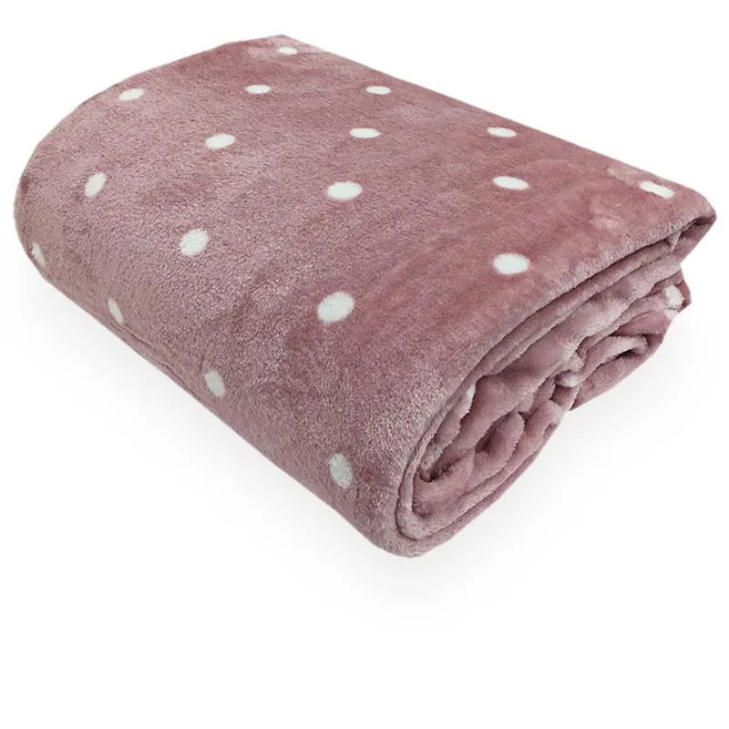 Cobertor Queen Toque De Seda Poá - Niazitex Rosa/branco - Niazitex