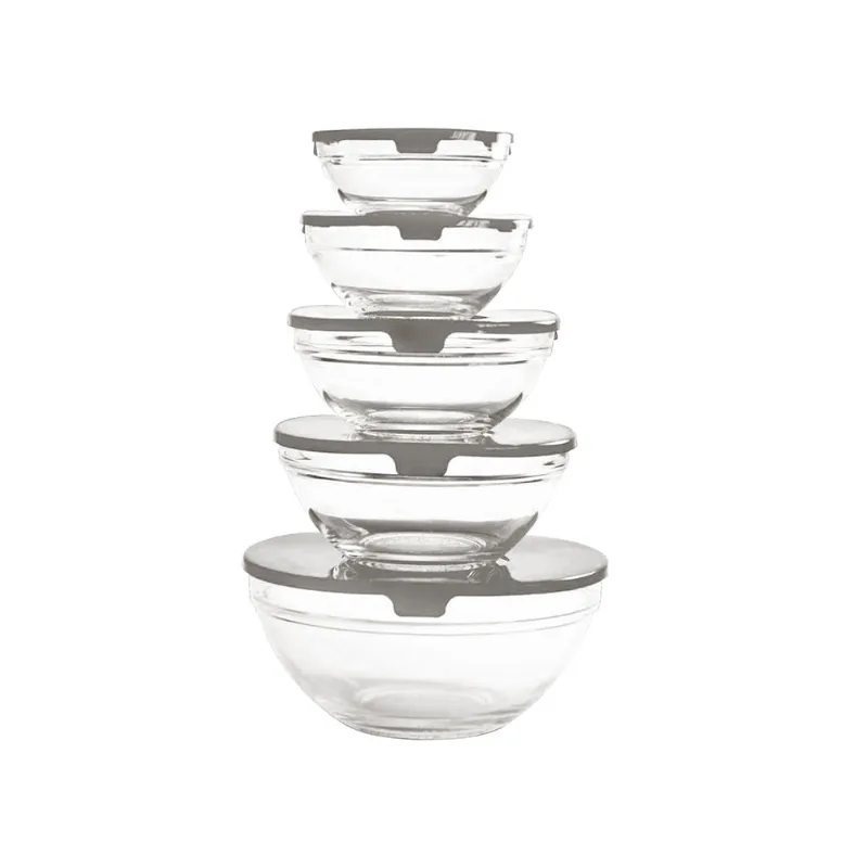 Conjunto Bowl de Vidro 5pcs Cinza/unico