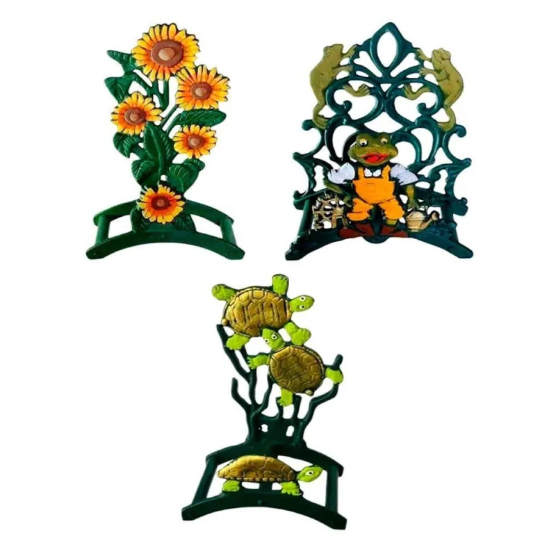 Kit Suportes de Enrolador de Mangueira Flor Sapo Tartaruga Alumínio Fundido Decorativo para Jardim - Gaspar