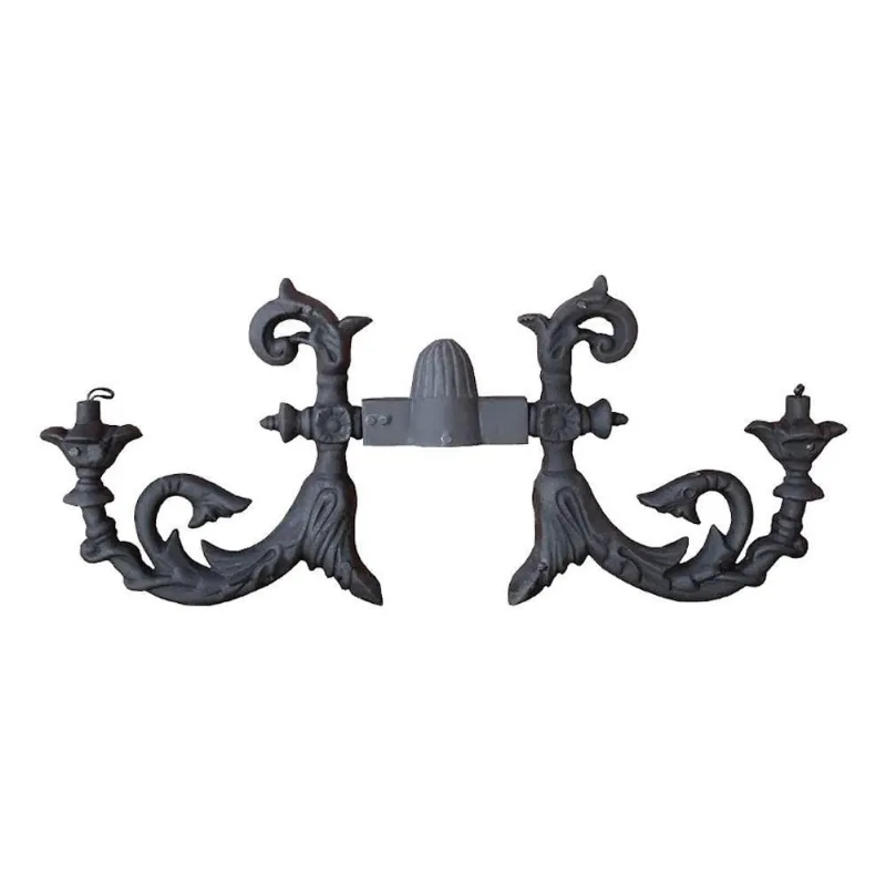 Complemento Suporte para Poste e Luminária Ferro Fundido 43x110cm Preto Fundição São Cristóvão