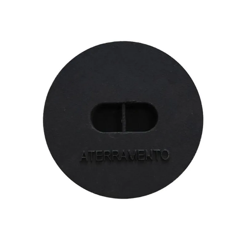 Tampa Tampão de Chão Aterramento Liso Ferro Fundido 30cm Preto
