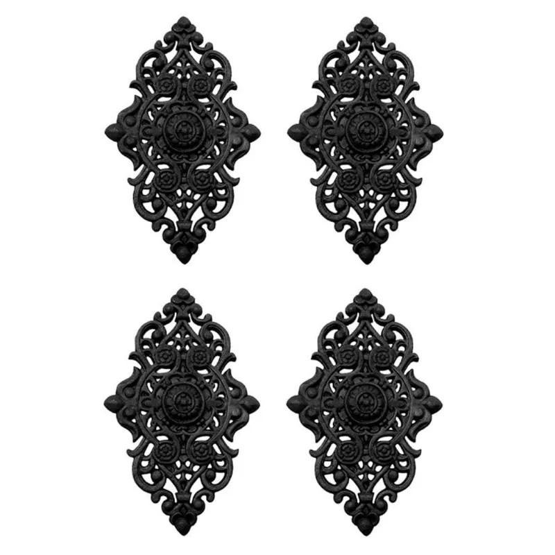 Kit 4 Floroes Grande para Decoracao em Ferro Fundido Preto Fundicao Uniclaudio
