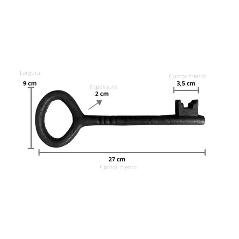 Kit 2 Chaves Decorativas Rústica Enfeite Em Ferro Nº 03 27Cm