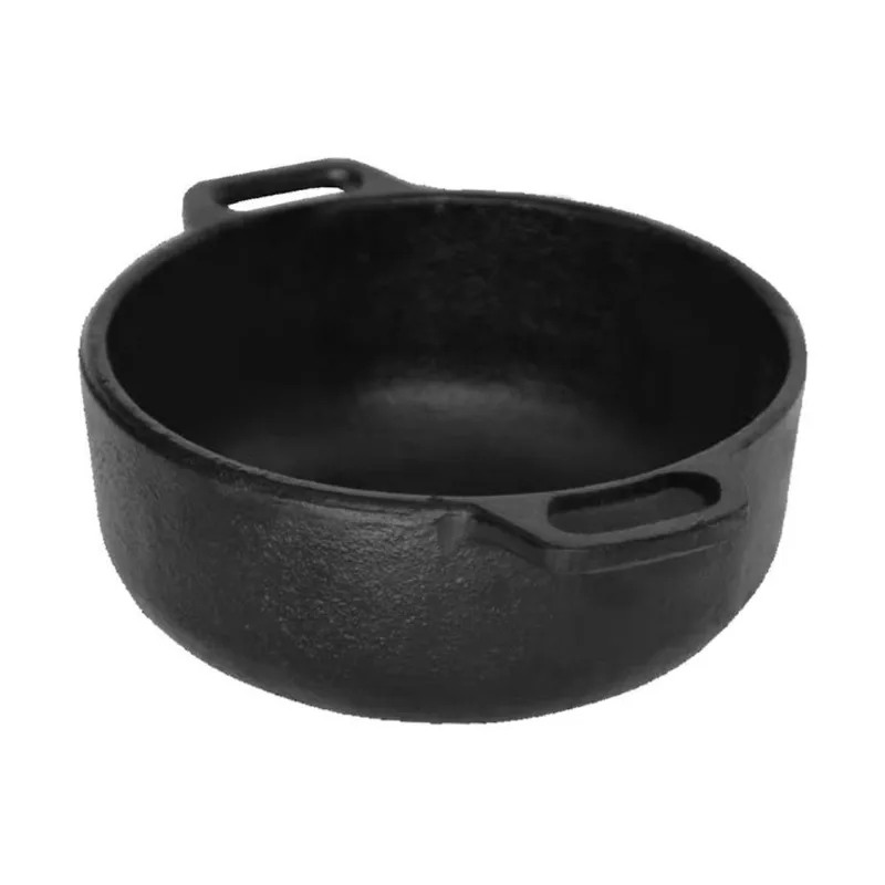 Cumbuca Ferro Fundido sem Tampa Alças Porções 12cm Preto Rig Fundidos