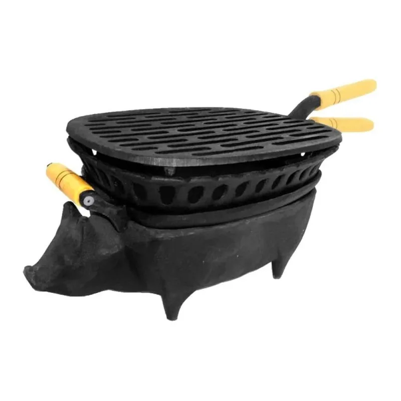 Churrasqueira Porquinho Grande 41x23cm para Churrasco em Ferro Rig Fundidos - RIG FUNDIDOS
