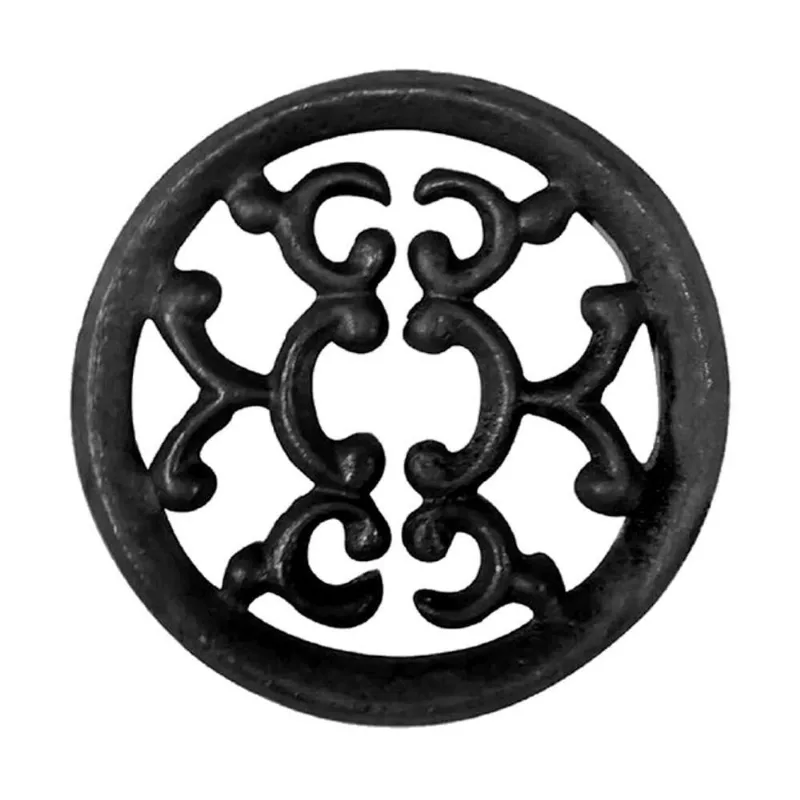 Rosácea de Decoração Imperial para Portão em Ferro Fundido Preto 12cm Fundição Unicláudio