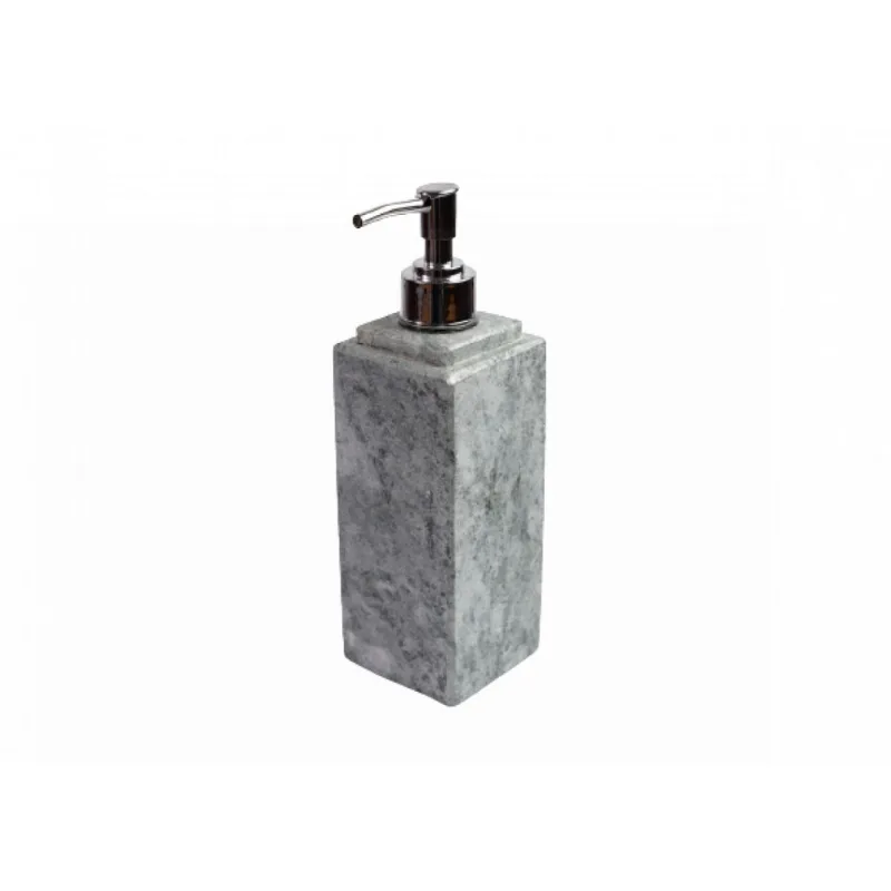 Porta Sabonete Líquido Dispenser em Pedra Sabão Prata 22x7cm