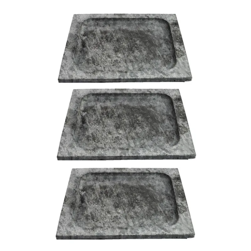 Kit 3 Pratos Quadrado Raso Servir Porção Pedra Sabão G 24x24 - Industria São Jose