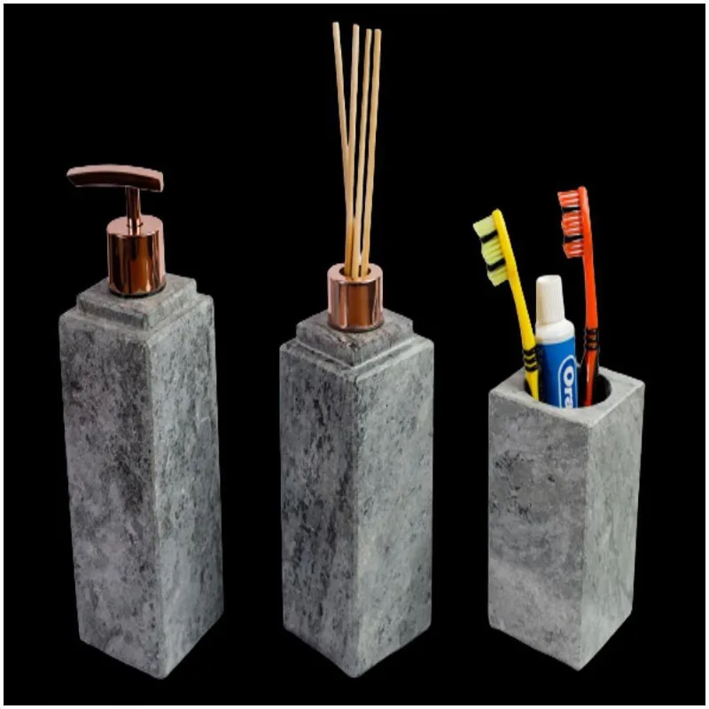 Kit Banheiro Bancada Lavabo Luxo Em Pedra Sabão N01 Rosê
