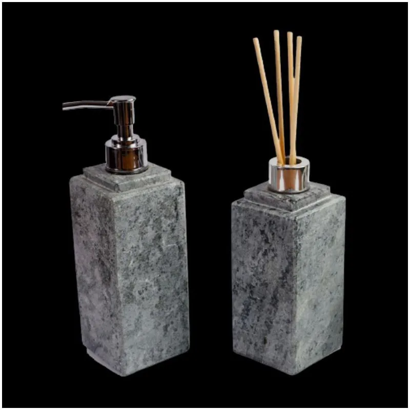 Kit Banheiro Bancada Lavabo Luxo Em Pedra Sabão N03 Prata