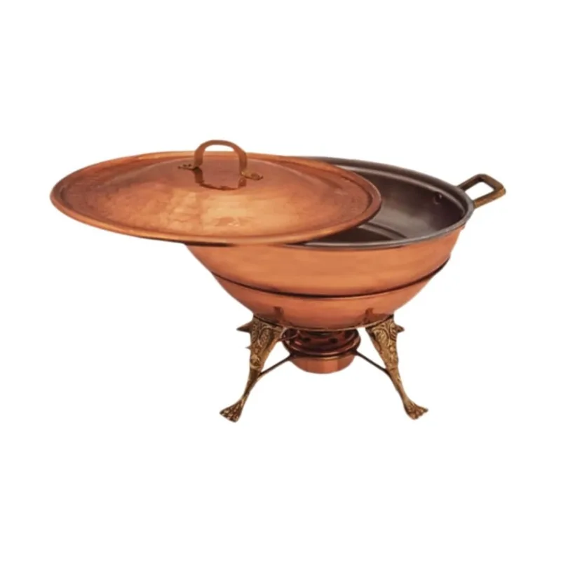 Rechaud Fogareiro Redondo e Panela em Cobre Banho Maria 5L - Metal Arte