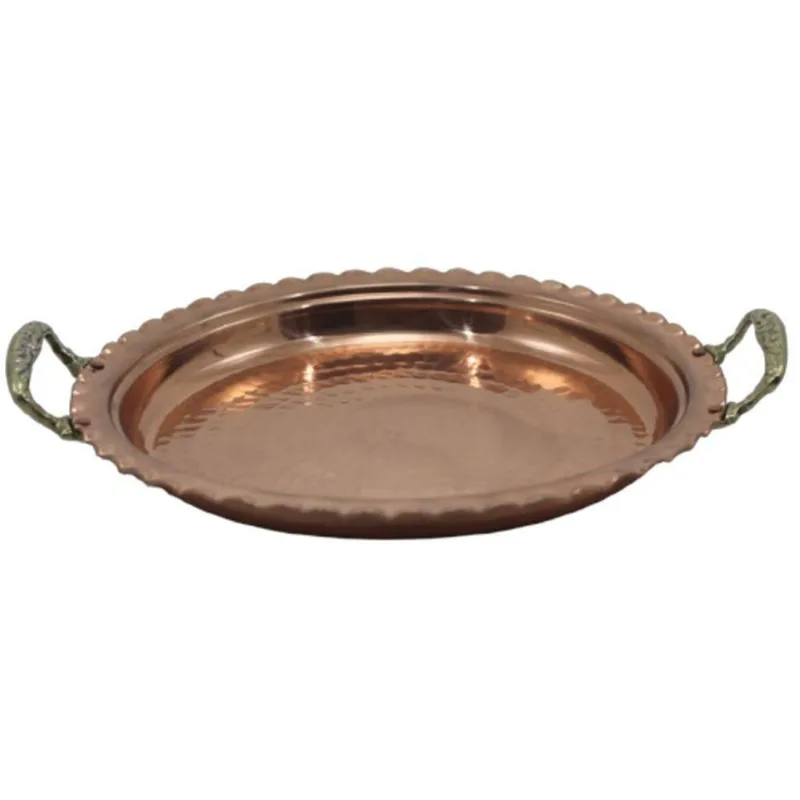 Bandeja Redonda 003-M.Arte Cobre Puro com Alças em Bronze 53cm Metal Arte - Metal Arte