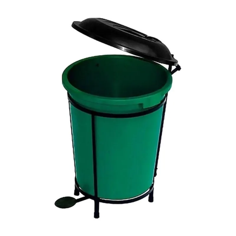 Lixeira com Pedal 820STE 15L Plástica em Suporte de Ferro Javali