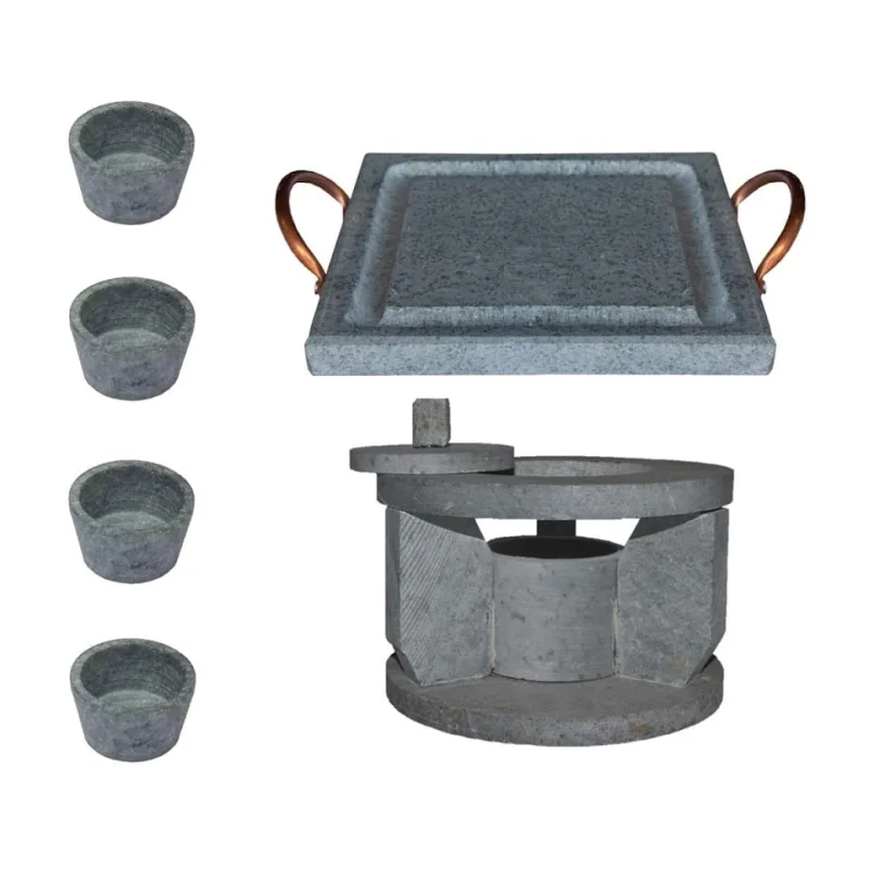 Fogareiro P Chapa Quadrada 20X20Cm E Molheiras Pedra Sabão - Industria São Jose