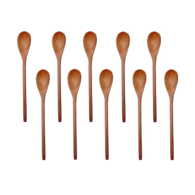 Kit 10 Peças Colher De Pau Madeira Modelos Mingau 27 cm - Colheres de Pau