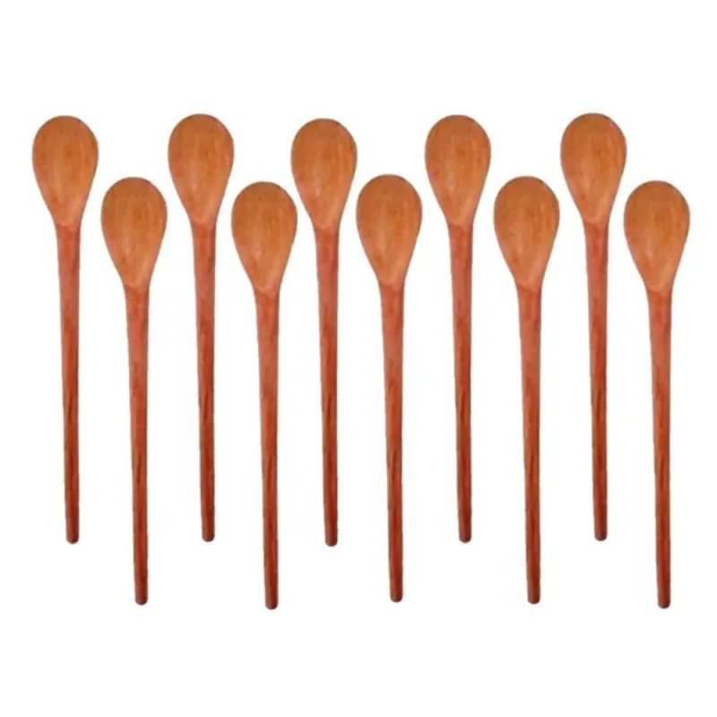 Kit 10 Peças Colher de Pau Modelo Molho Madeira Resistente Cozinha Amadeirado Colher de Pau - OUTRAS MARCAS
