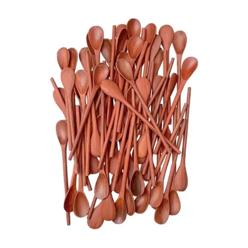 Kit 50 Peças Colher De Pau Madeira Modelos Molho 18 Cm - Colheres de Pau