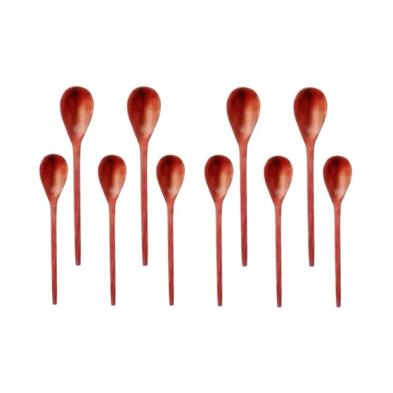 Kit 10 Peças Colher De Pau Madeira Modelo Intermediário 33Cm - Colheres de Pau