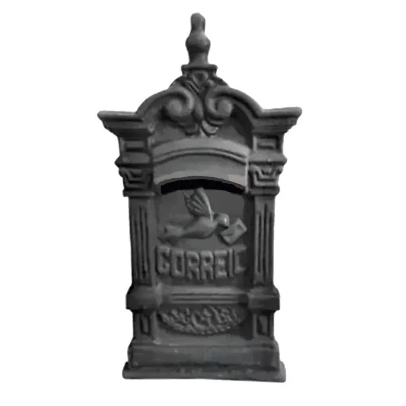 Caixa de Correio Ferro Fundido Pombo Pequena sem Pé 50x27cm para Portão Preto