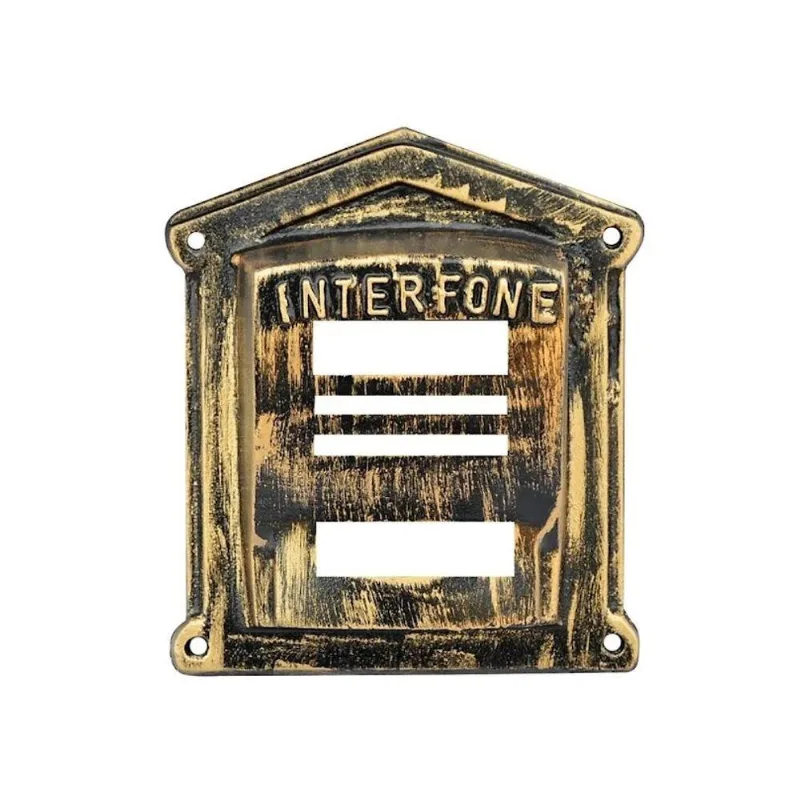 Protetor De Interfone N02 Para Parede Em Alumínio Fundido Ouro Pincelado Ouro Minas