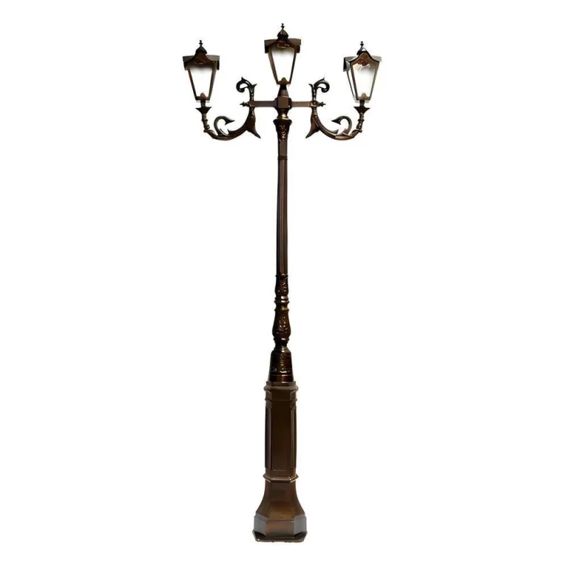 Poste de Jardim Paris 03 Genebra Alumínio Preto Fosco Bivolt Luminárias N. Sra. da Guia - Luminárias N. Sra. da Guia