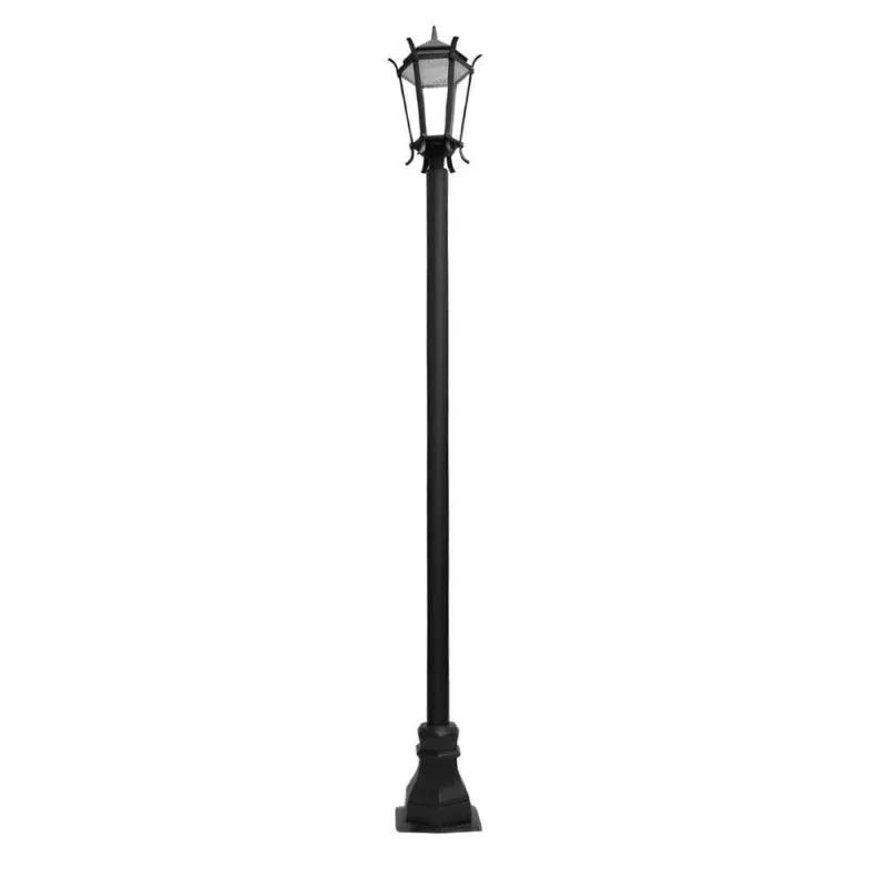 Poste de Jardim Milano com Luminária Francesa LED 100W Alumínio 407cm Preto Luminárias N. Sra. - Luminárias N. Sra. da Guia