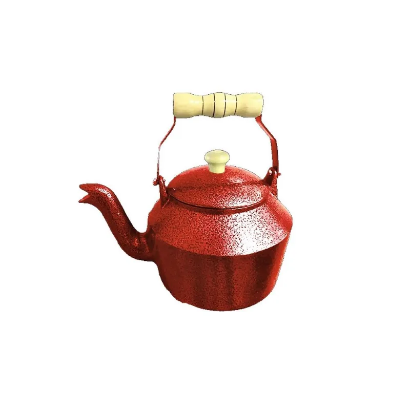 Chaleira Hotel Alumínio Fundido Vermelho Pegador Madeira 4L