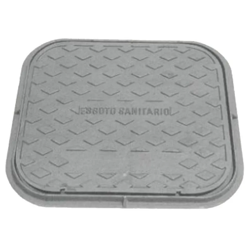 Tampa Tampão de Chão Simples T33 Passagem 48x54cm Ferro Fundido Preto Fundição São Cristóvão