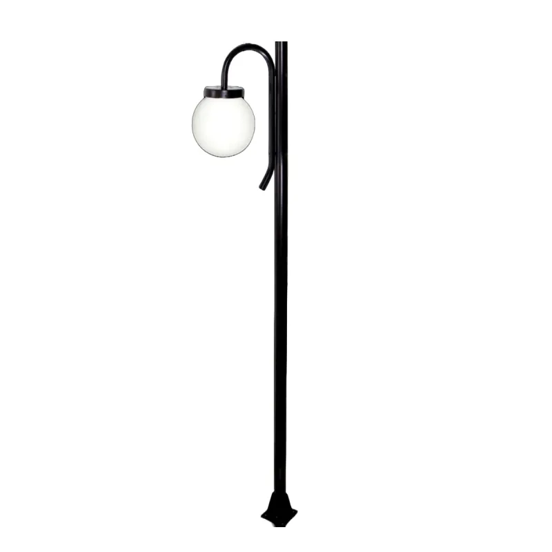 Poste Luminária Globo G Braço Curvo Baixo Jardim Preto 200cm - Ouro Minas