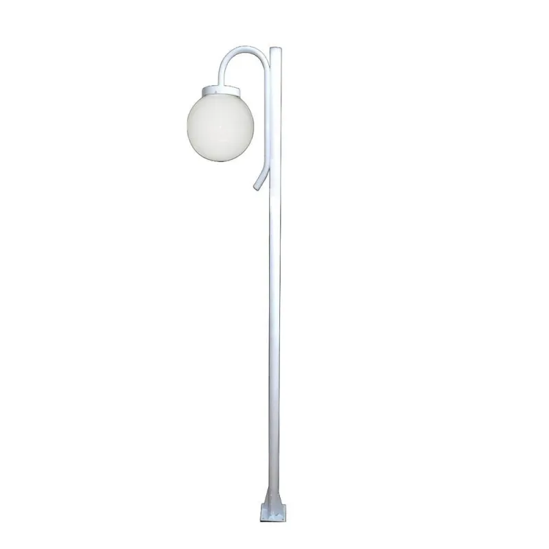 Poste Luminária Globo P Braço Curvo Baixo Jardim Estilo Colonial Branco Bivolt Ouro Minas L054POM - Ouro Minas