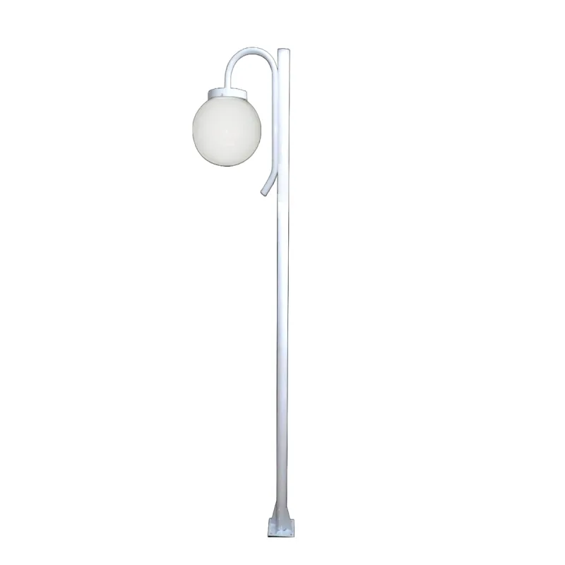Poste Luminária Globo P Braço Curvo Baixo Jardim Branco 3Mt - Ouro Minas