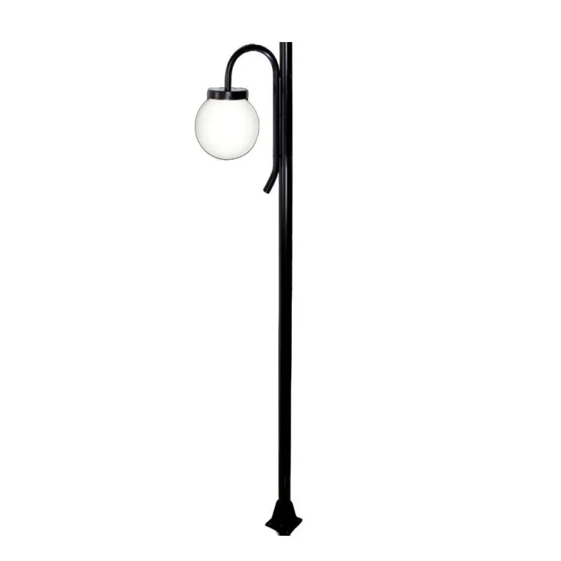 Poste de Iluminação L055POM Jardim Estilo Colonial Braço Curvo Baixo Preto Bivolt Ouro Minas 300cm - Ouro Minas