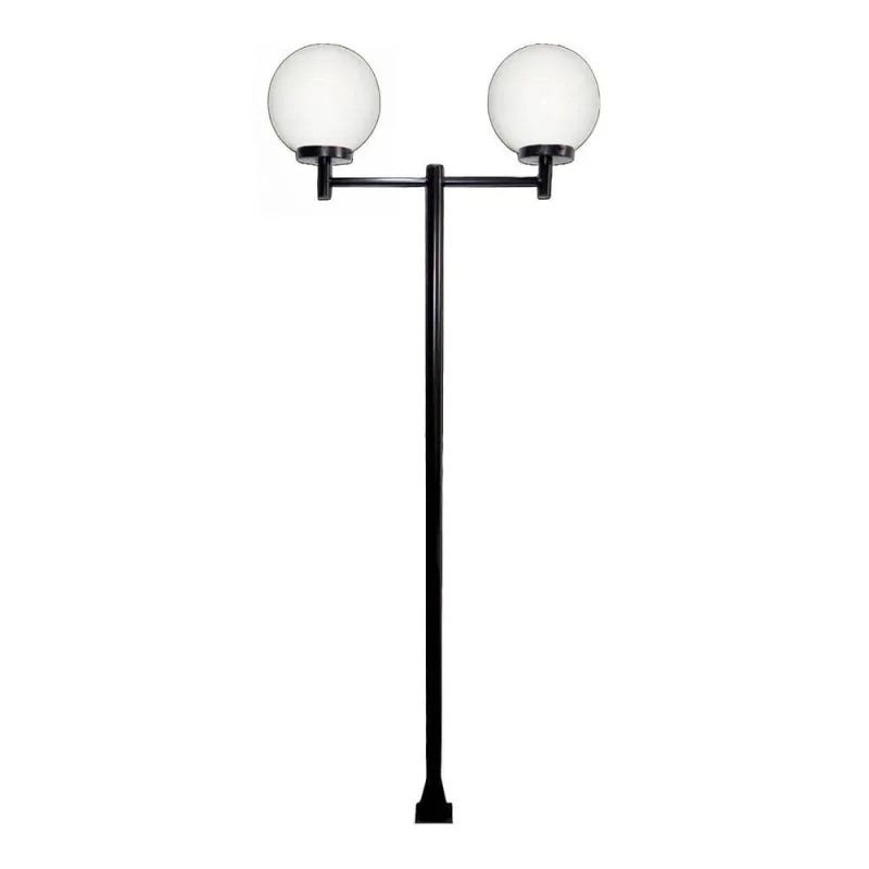 Poste Luminária L083OM Dupla Iluminação Braço Reto Jardim Preto Bivolt Ouro Minas - Ouro Minas