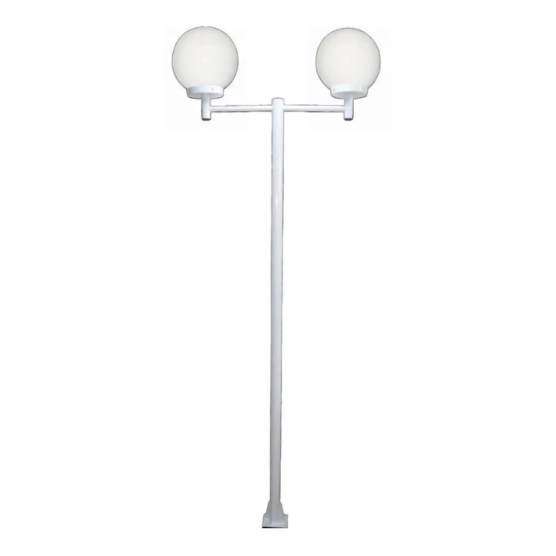 Poste Luminária L082POM Dupla Iluminação Globo 20cm Jardim Branco Bivolt Ouro Minas - Ouro Minas - Agro