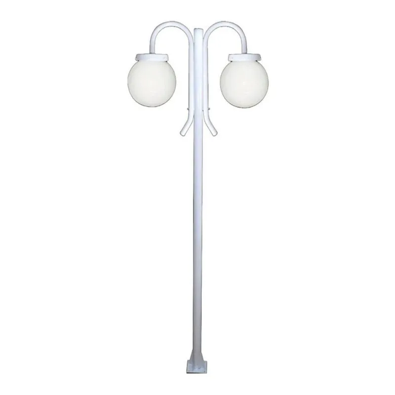 Poste Luminária Globo g Duplo Braço Curvo Baixo para Jardim 300cm Branco Ouro Minas - Ouro Minas - Casa E Construção
